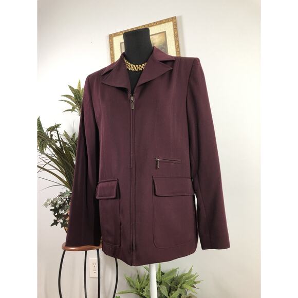 Embassy Row Women's 6 Jacket Maroon Long Sleeve Zipper Clueless Preppy Office - Picture 2 of 10
